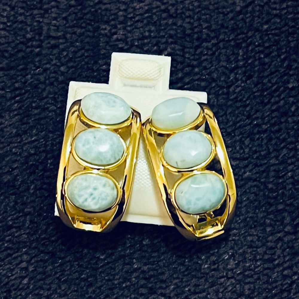 Elegant Larimar in gold plated Earrings